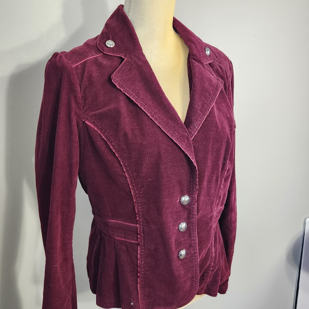 Roz & Ali Corduroy Blazer Size M Silver Buttons Retro Y2K Vibes Gilmore - Picture 12 of 12